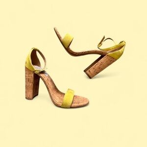 Steve Madden Yellow Suede Cork Block Heels